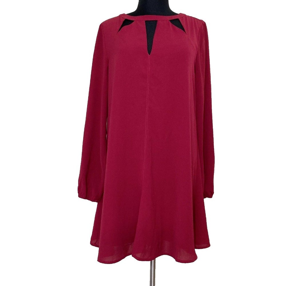 Cocktail Shift Dress Long Sleeve Red by TCEC Size Medium